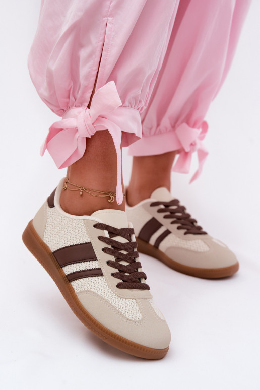 Scarpe modello sneakers Femminile Con treccia colore marrone Selvelin