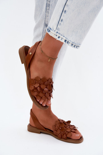 Sandali da donna con tacco largo Zazoo 40468 in marrone