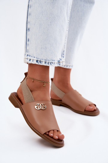 Sandali da donna dorati con dettagli Zazoo 40473 in marrone 2