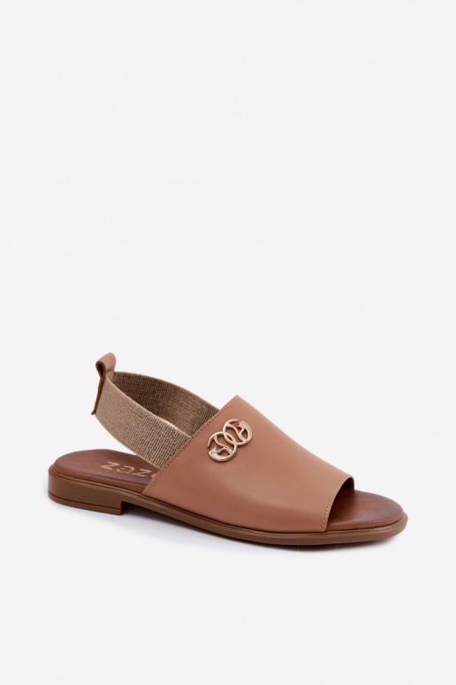 Sandali da donna dorati con dettagli Zazoo 40473 in marrone
