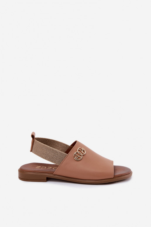 Sandali da donna dorati con dettagli Zazoo 40473 in marrone
