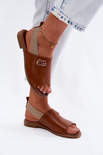 Sandali da donna dorati con dettagli Zazoo 40473 in marrone