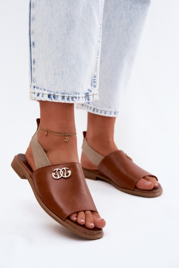 Sandali da donna dorati con dettagli Zazoo 40473 in marrone 2