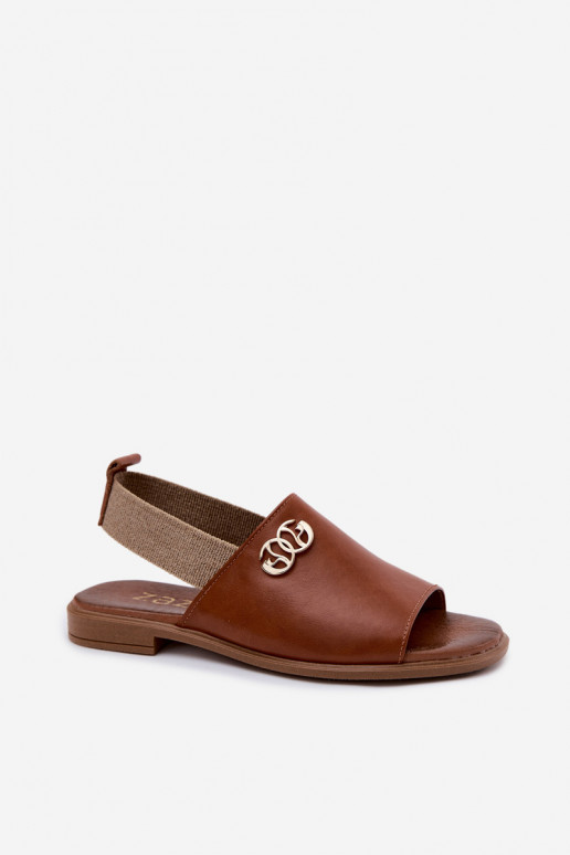 Sandali da donna dorati con dettagli Zazoo 40473 in marrone