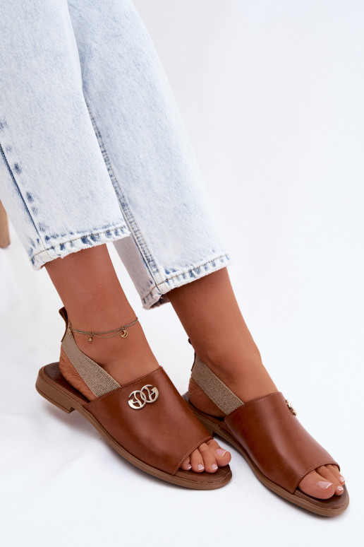 Sandali da donna Ze colore doratom Detalem Zazoo 40473 colore marrone