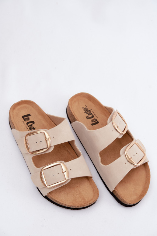 Pantofole da donna Su suola in sughero con fibbie Lee Cooper LCIN-26-35-4454L beige