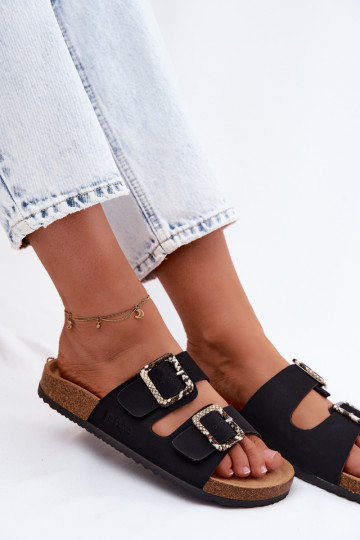 Pantofole da donna con fibbie Lee Cooper LCIN-26-35-4450L colore nero