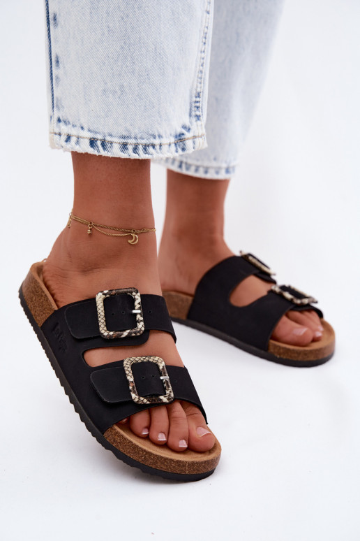 Pantofole da donna con fibbie Lee Cooper LCIN-26-35-4450L colore nero