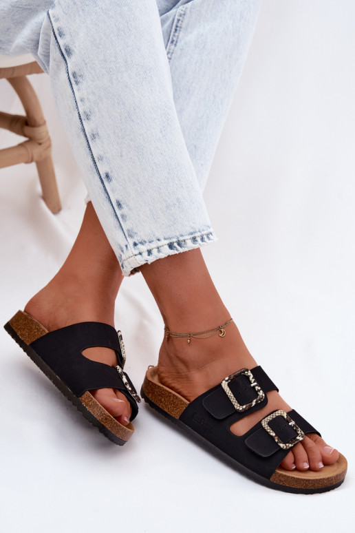 Pantofole da donna con fibbie Lee Cooper LCIN-26-35-4450L colore nero