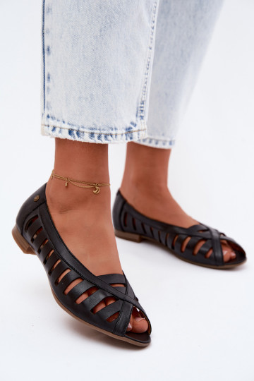 Pelle Ballerine traforate Deveciejka P7540-01 colore nero 2