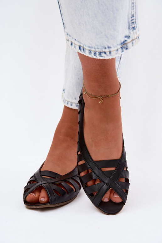 Pelle Ballerine traforate Deveciejka P7540-01 colore nero