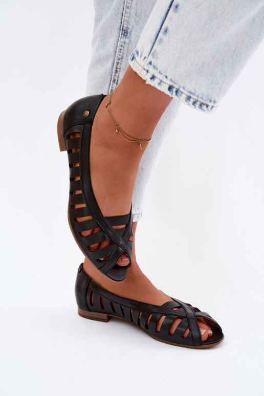 Pelle Ballerine traforate Deveciejka P7540-01 colore nero