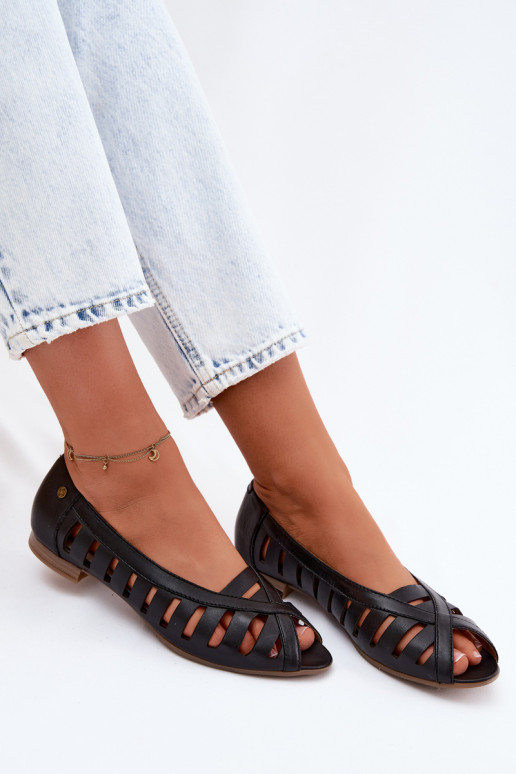 Pelle Ballerine traforate Deveciejka P7540-01 colore nero