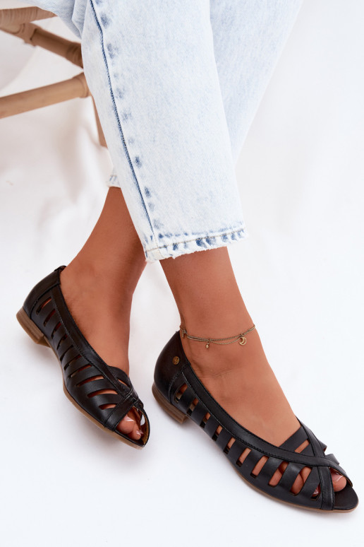 Pelle Ballerine traforate Deveciejka P7540-01 colore nero