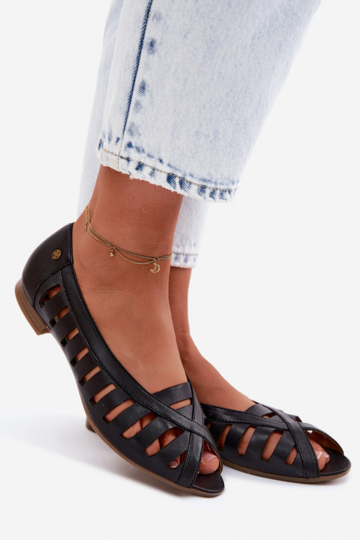 Pelle Ballerine traforate Deveciejka P7540-01 colore nero