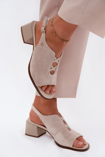 Sandali con tacchi in suede sintetico Tai turiciejka K7521-22 avorio