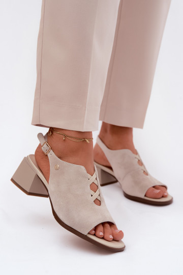 Sandali con tacchi in suede sintetico Tai turiciejka K7521-22 avorio 2