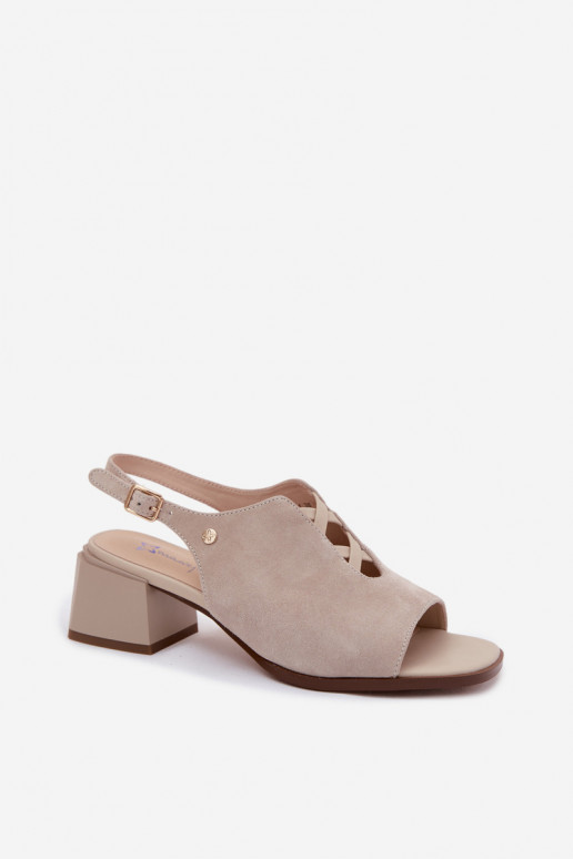Sandali con tacchi in suede sintetico Tai turiciejka K7521-22 avorio