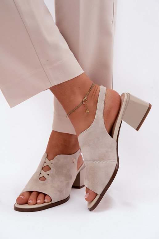 Sandali con tacchi in suede sintetico Tai turiciejka K7521-22 avorio