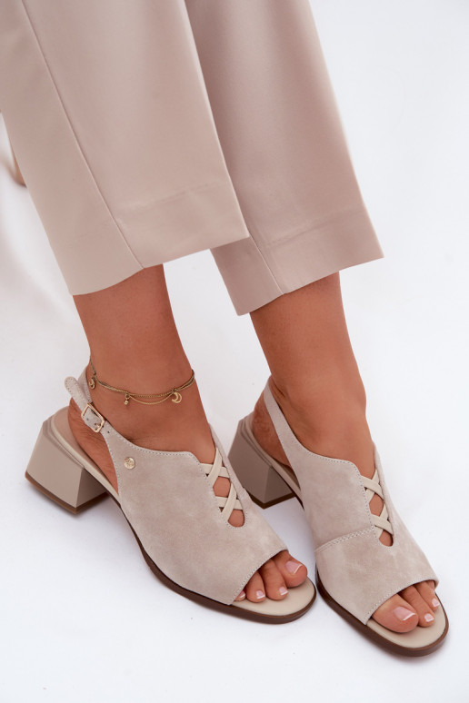 Sandali con tacchi in suede sintetico Tai turiciejka K7521-22 avorio