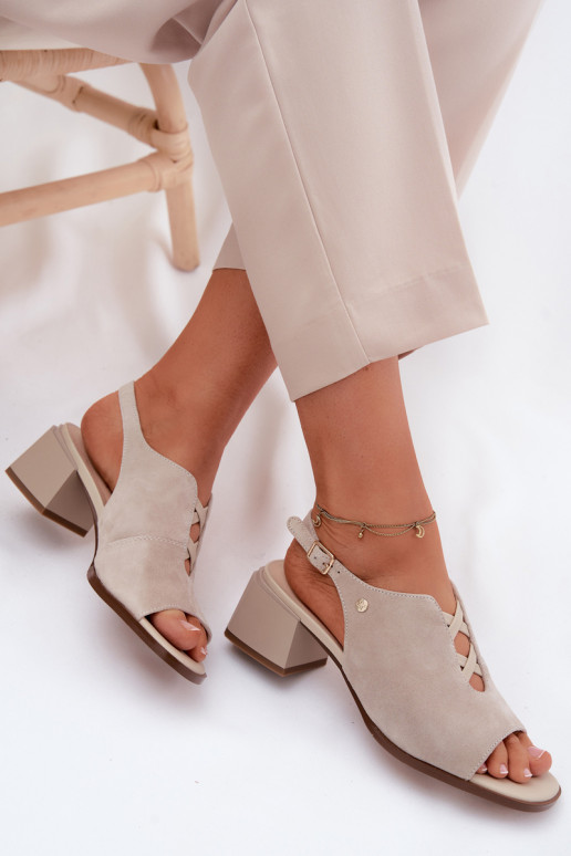 Sandali con tacchi in suede sintetico Tai turiciejka K7521-22 avorio