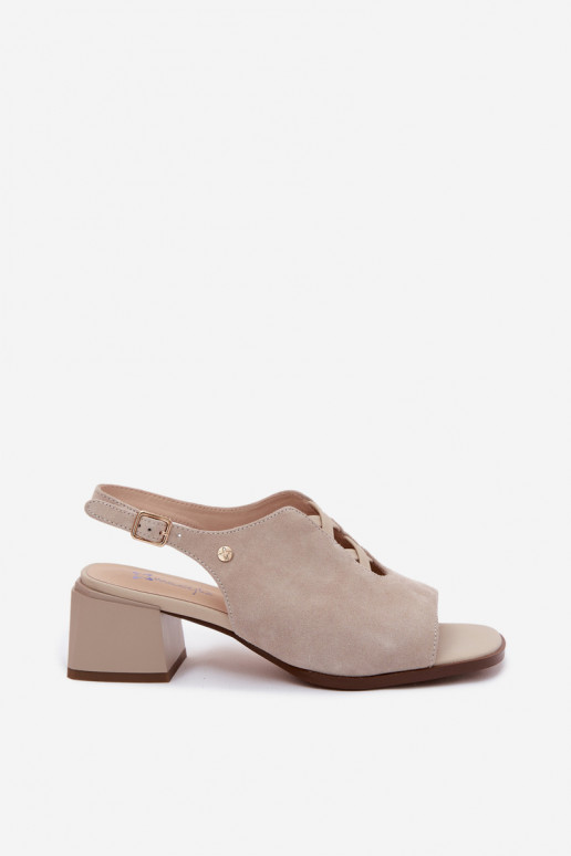 Sandali con tacchi in suede sintetico Tai turiciejka K7521-22 avorio