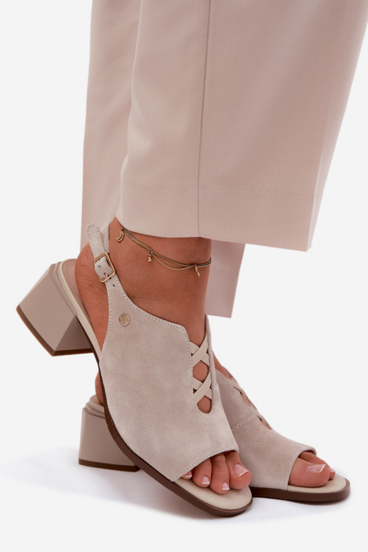 Sandali con tacchi in suede sintetico Tai turiciejka K7521-22 avorio