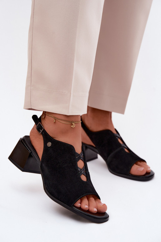 Sandali con tacchi in suede sintetico Tai turiciejka K7521-01 nero