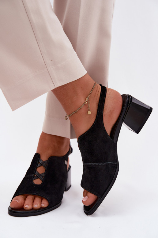 Sandali con tacchi in suede sintetico Tai turiciejka K7521-01 nero