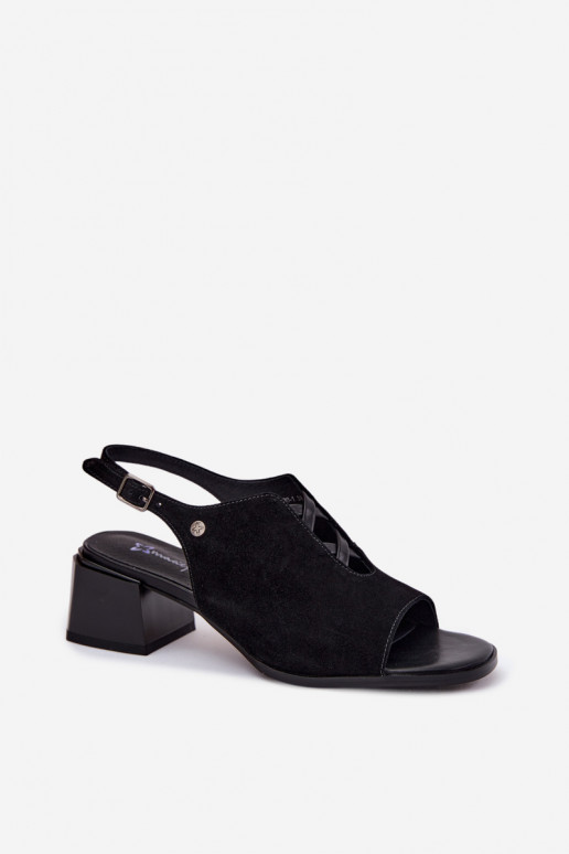 Sandali con tacchi in suede sintetico Tai turiciejka K7521-01 nero