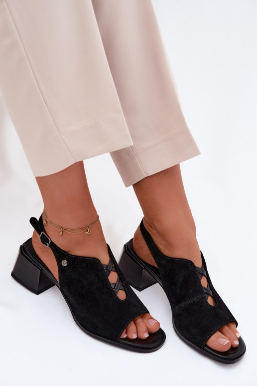 Sandali con tacchi in suede sintetico Tai turiciejka K7521-01 nero