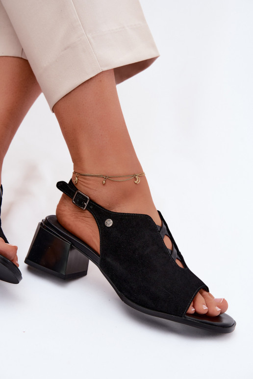 Sandali con tacchi in suede sintetico Tai turiciejka K7521-01 nero