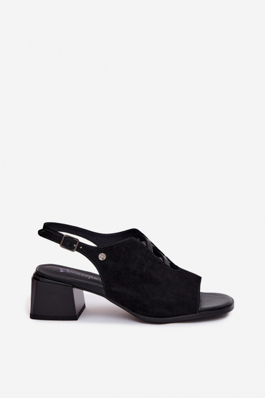 Sandali con tacchi in suede sintetico Tai turiciejka K7521-01 nero