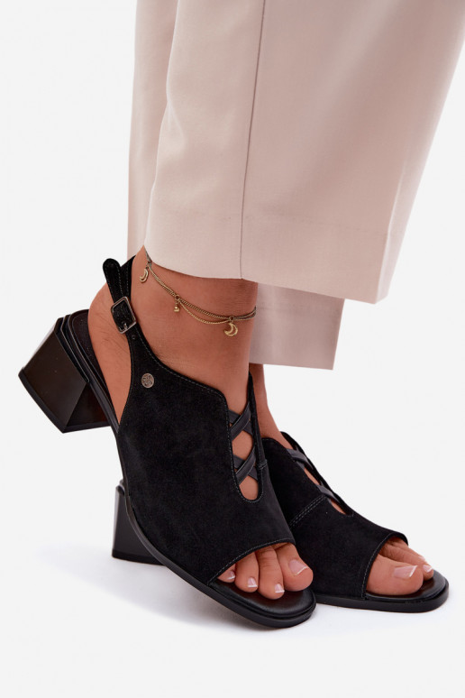 Sandali con tacchi in suede sintetico Tai turiciejka K7521-01 nero