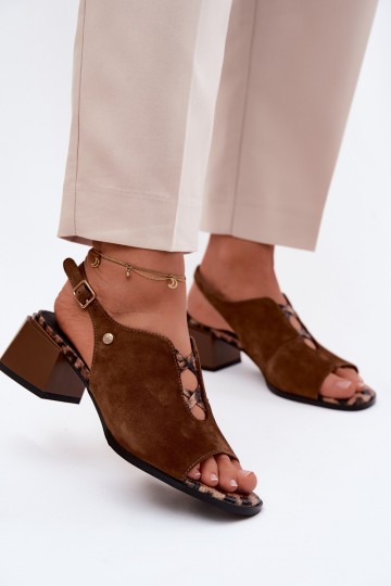 Sandali con tacchi in suede sintetico Tai turiciejka K7521-14 marrone