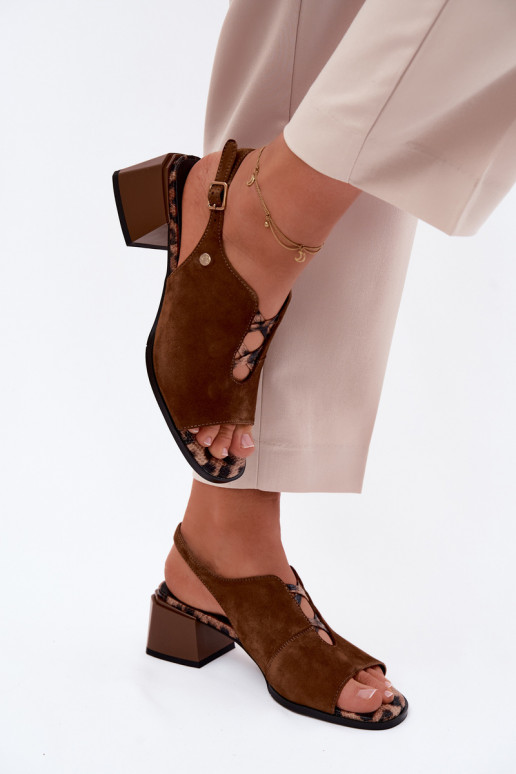 Sandali con tacchi in suede sintetico Tai turiciejka K7521-14 marrone