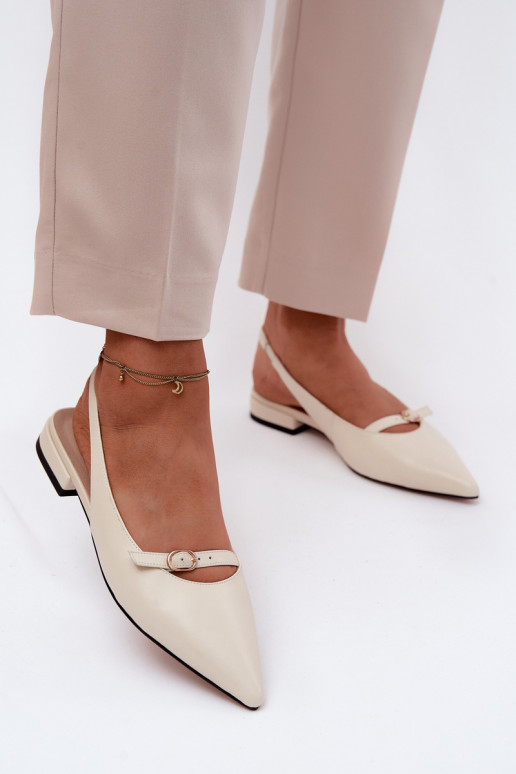 Sandali da donna con tacchi larghi Deveciejka K7449-22 colore avorio