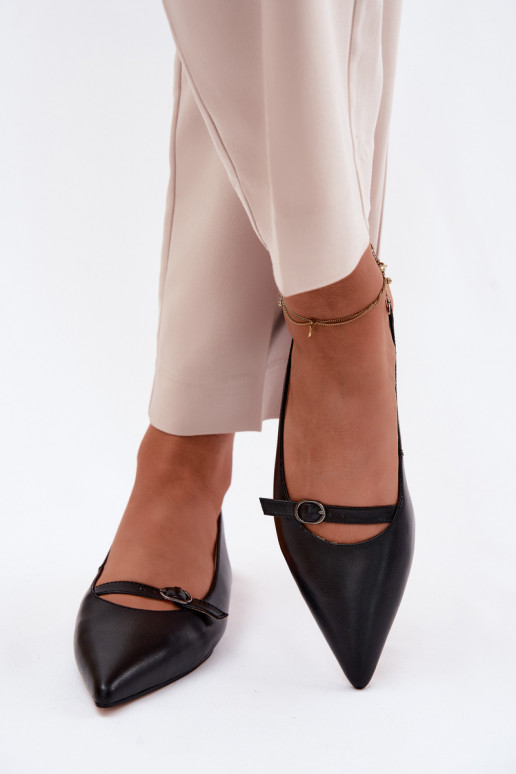 Sandali da donna con tacchi larghi Deveciejka K7449-01 colore nero