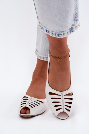 Ballerine traforateAbilitatoturalnej Skóry Deveciejka P7541-11 Colore bianco 2