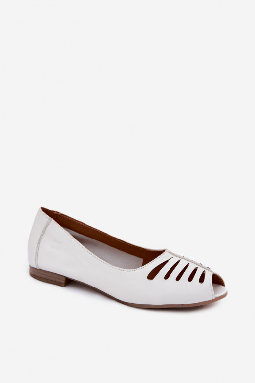 Ballerine traforateAbilitatoturalnej Skóry Deveciejka P7541-11 Colore bianco
