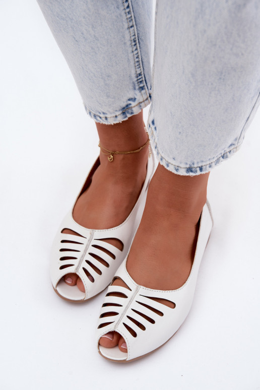 Ballerine traforateAbilitatoturalnej Skóry Deveciejka P7541-11 Colore bianco