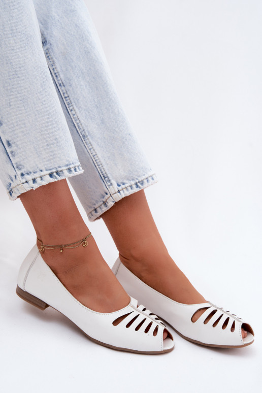 Ballerine traforateAbilitatoturalnej Skóry Deveciejka P7541-11 Colore bianco