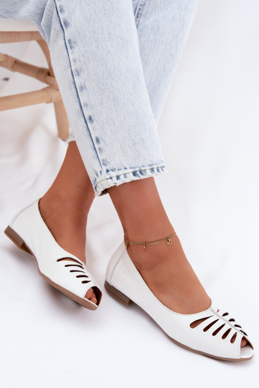 Ballerine traforateAbilitatoturalnej Skóry Deveciejka P7541-11 Colore bianco