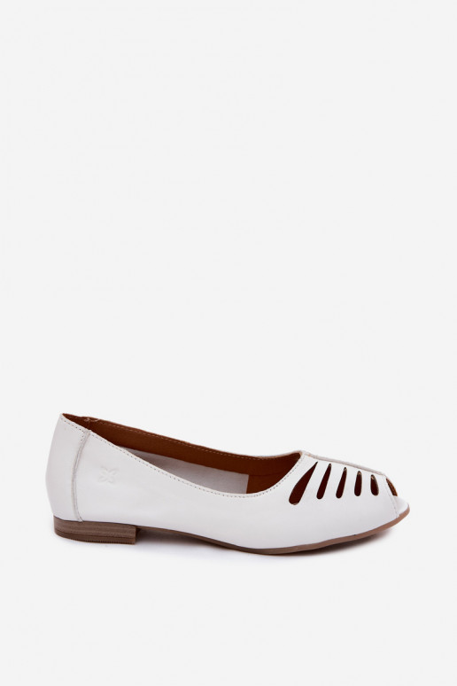 Ballerine traforateAbilitatoturalnej Skóry Deveciejka P7541-11 Colore bianco