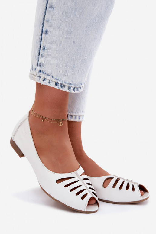 Ballerine traforateAbilitatoturalnej Skóry Deveciejka P7541-11 Colore bianco