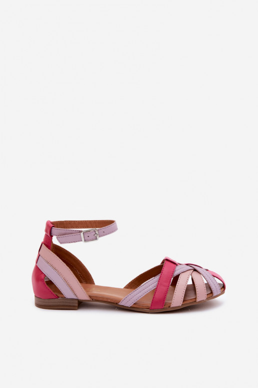 Sandali da donna con tacchi larghi e cinturini Tai turiciejka P7539-15 rosa-viola