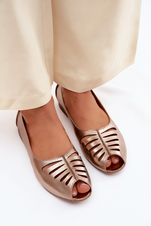 Ballerine traforateAbilitatoturalnej Skóry Deveciejka P7541-32 colore dorato