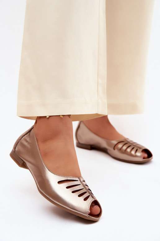 Ballerine traforateAbilitatoturalnej Skóry Deveciejka P7541-32 colore dorato