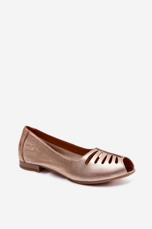Ballerine traforateAbilitatoturalnej Skóry Deveciejka P7541-32 colore dorato