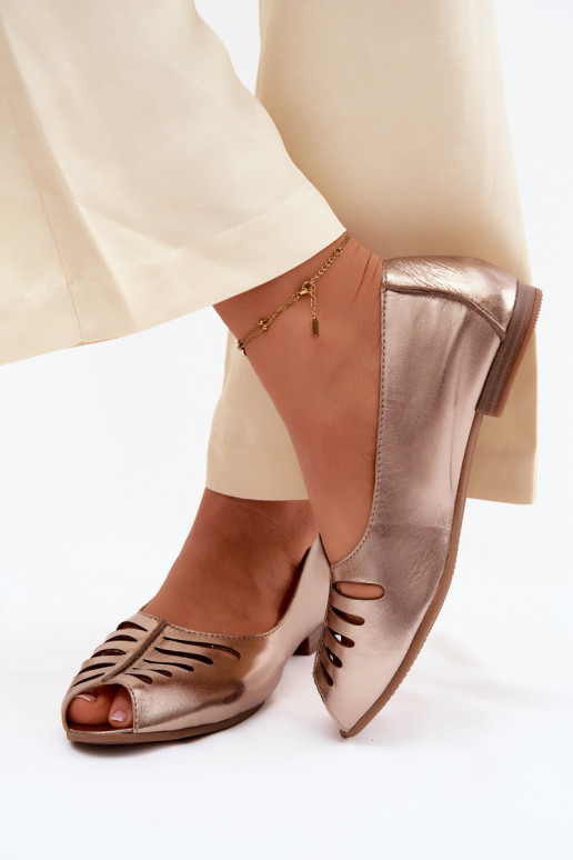 Ballerine traforateAbilitatoturalnej Skóry Deveciejka P7541-32 colore dorato